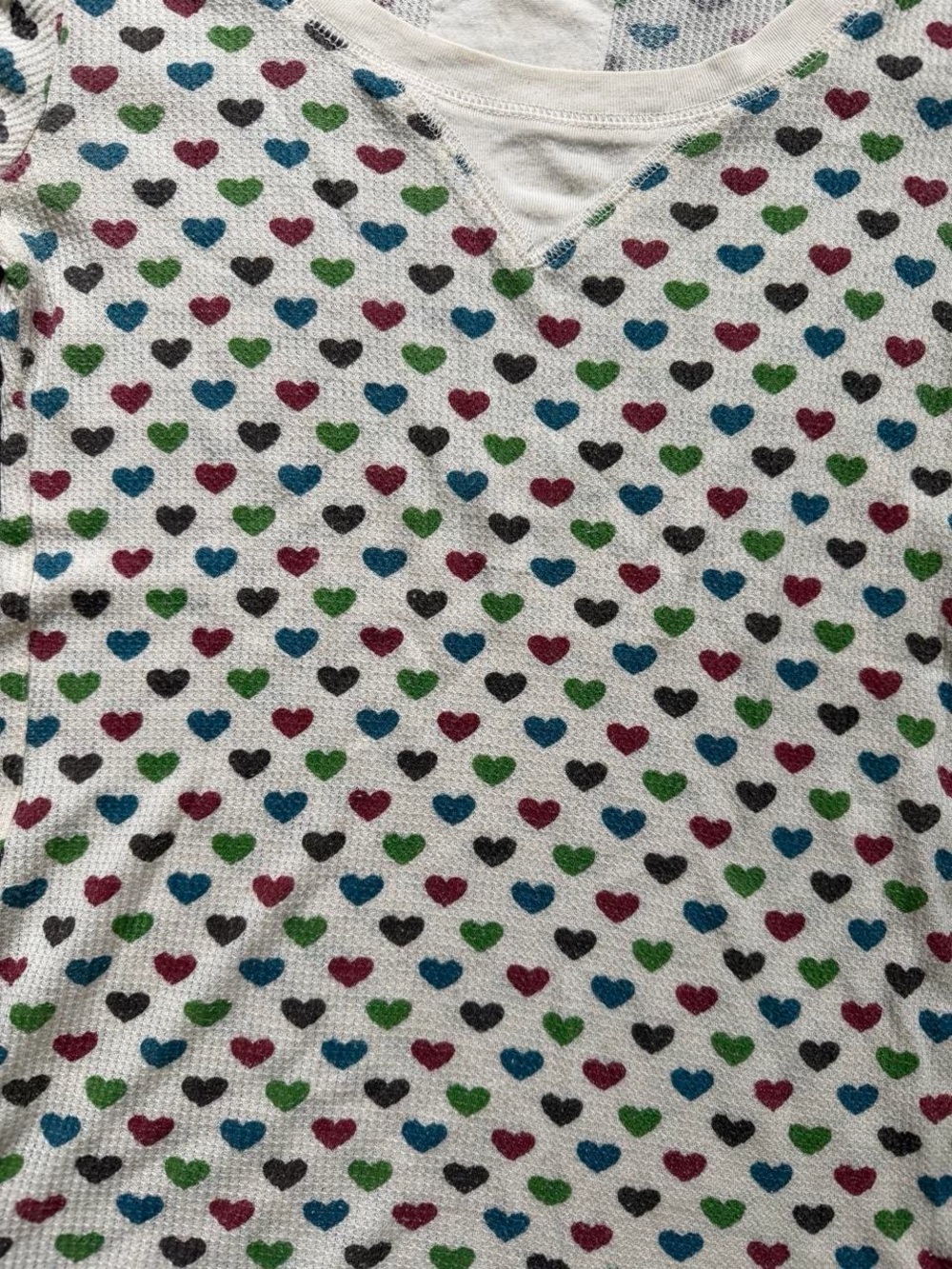 vintage y2k scene thermal heart t shirt henley - Picture 2 of 7